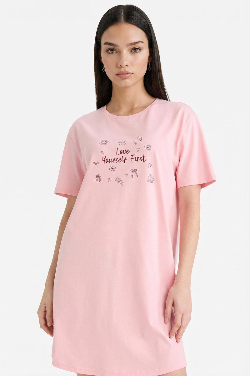 DeFacto Pink Woman Regular Fit Printed Nightgown Casual - Image 3